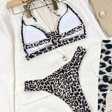 Leopard Cutout Halter Neck Bikini Set
