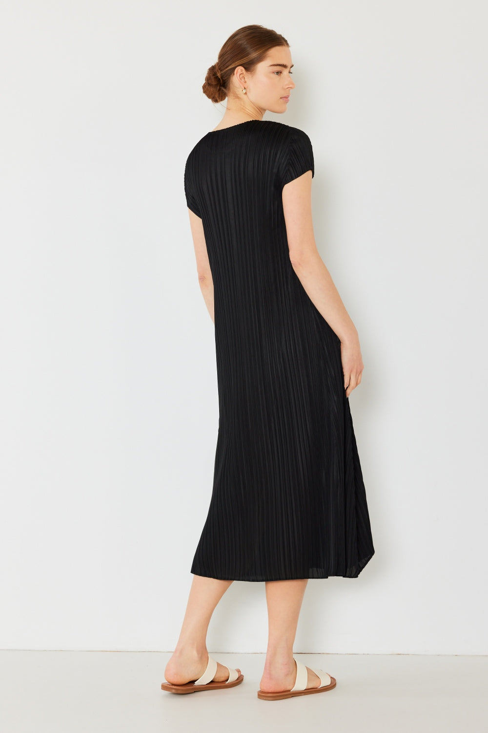 Marina West Swim Pleated Cap Sleeve A-Line Dress
