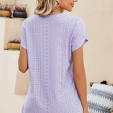 Eyelet V-Neck Petal Sleeve T-Shirt
