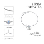 Sterling Silver Anklet with Elegant Crystal Blue Dragonfly
