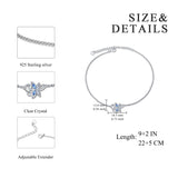 Sterling Silver Anklet with Elegant Crystal Blue Dragonfly
