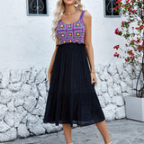 Openwork Wide Strap Midi Dress
