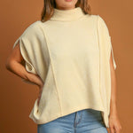 Umgee Solid Color Mock Neck Short Sleeve Top
