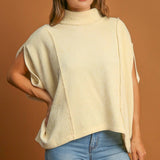 Umgee Solid Color Mock Neck Short Sleeve Top
