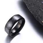 Black Carbon Fiber Inlay Men's Wedding Brand Ring Stainless Steel Jewelry Dropshopping 8mm
