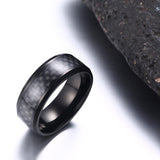 Black Carbon Fiber Inlay Men's Wedding Brand Ring Stainless Steel Jewelry Dropshopping 8mm
