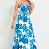 Printed Surplice Maxi Cami Dress
