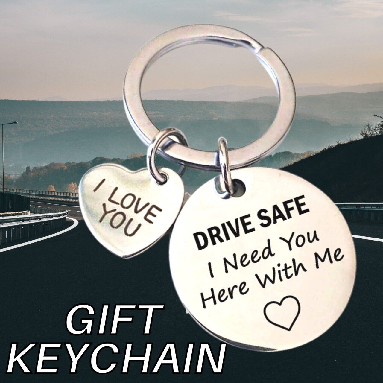 Boyfriend Husband Dad Couples Birthday Gifts Keychain Love Keyring - Drive Safe
