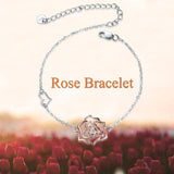 Rose Bracelet Sterling Silver Flower Jewelry Gifts for Wife Girlfriend Daughter Mom
