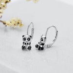 Panda Hoop Earrings 925 Sterling Silver Small Huggie Hoop Animal Earrings for Sensitive Ears Panda Gifts Jewelry for Teen Girls Women
