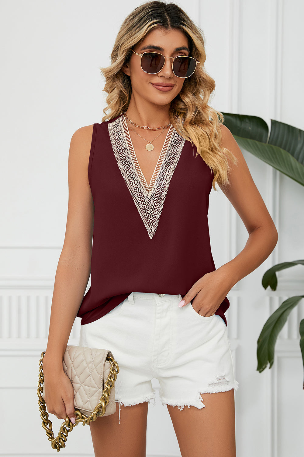 V-Neck Wide Strap Tank
