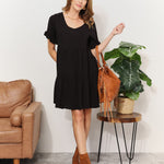 Double Take V-Neck Flounce Sleeve Tiered Dress
