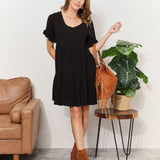 Double Take V-Neck Flounce Sleeve Tiered Dress
