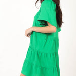 VERY J Texture V-Neck Ruffled Tiered Dress
