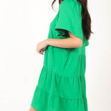 VERY J Texture V-Neck Ruffled Tiered Dress
