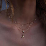 Round beads full of stars and moon multi-layer necklace
