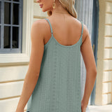 Eyelet Scoop Neck Ruched Cami
