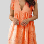 Ruffled Eyelet Cap Sleeve Mini Dress
