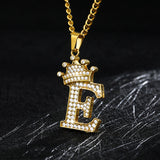 Crown Pendant Stainless Steel Letter Necklace
