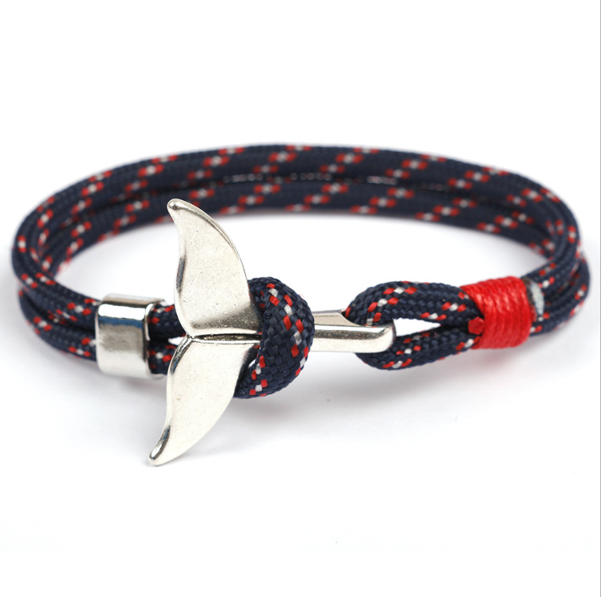 Anchor whale tail umbrella rope handmade couple bracelet
