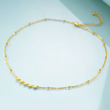 Sterling Silver Sequin Satellite Beaded Choker Necklace Gold Plated Necklaces for Women Girls
