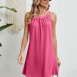 Eyelet Grecian Neck Mini Dress
