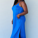 Ninexis Good Energy Full Size Cami Side Slit Maxi Dress in Royal Blue
