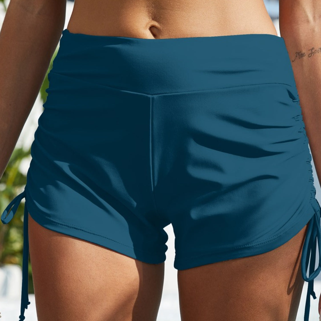 Drawstring Mid-Rise Waist Swim Shorts
