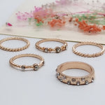 European And American Jewelry Rose Gold Stackable Diamonds Set Of Five Sets Of Rings BohemiaJ
