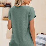 Eyelet V-Neck Petal Sleeve T-Shirt
