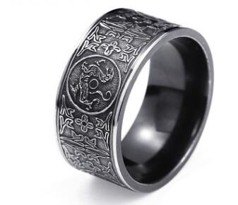 Dragon White Tiger Suzaku Basaltic Four Ancient Mythical Beasts Of China Cool Rotation Ring For Men
