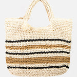 Fame Striped Straw Braided Tote Bag
