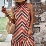 Striped Grecian Neck Dress
