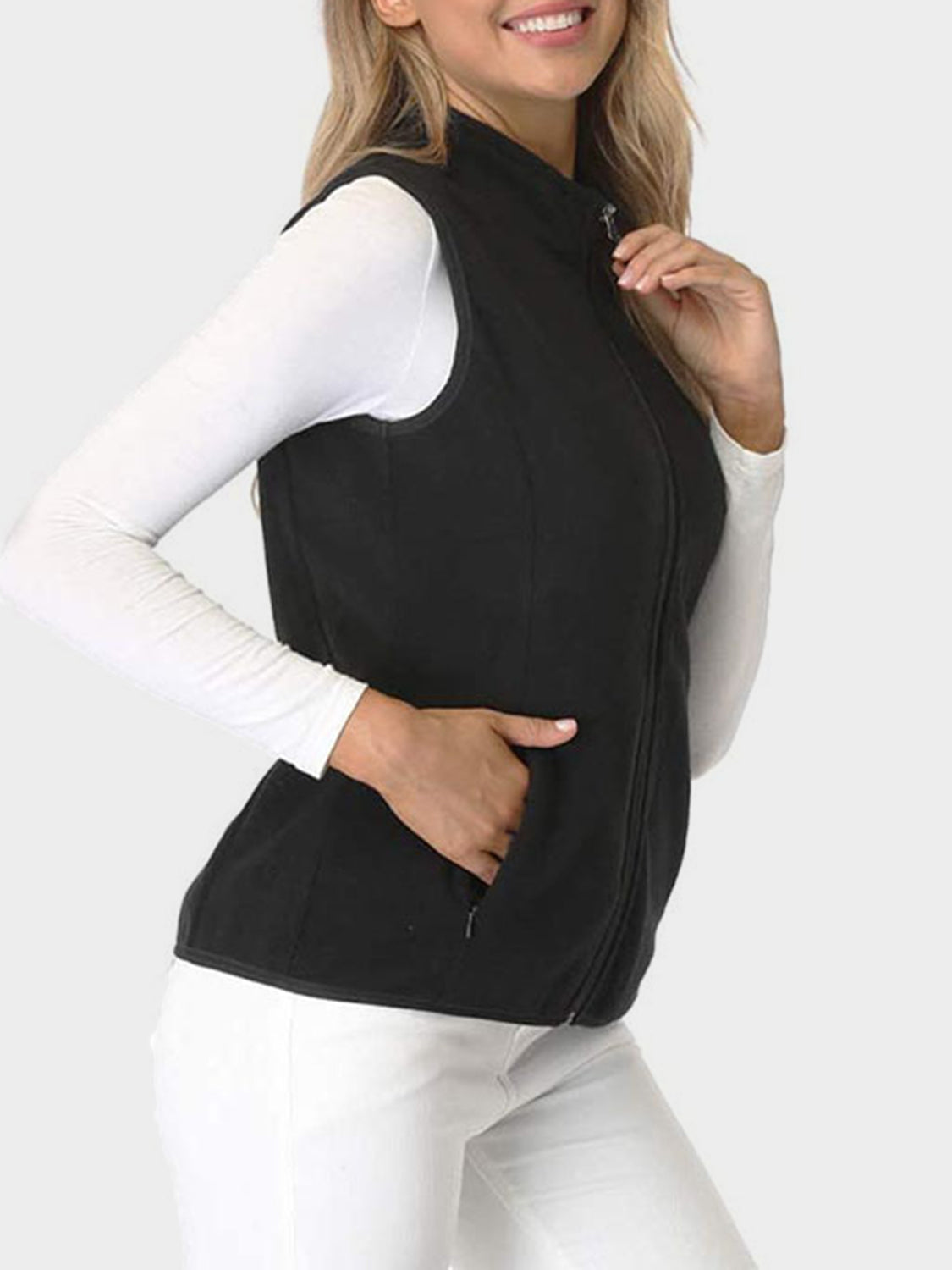 Zip Up Turtleneck Vest with Pockets
