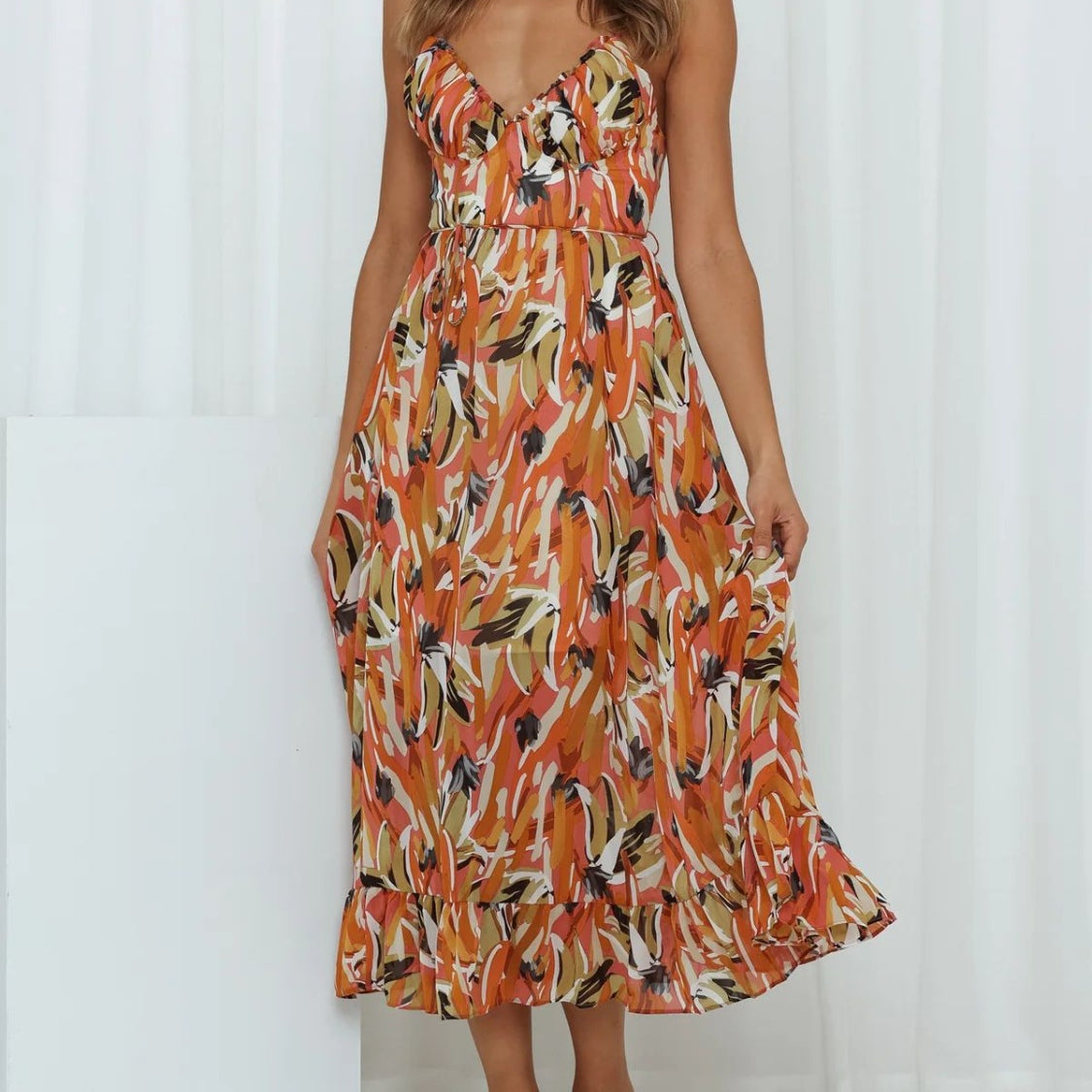 Printed Sleeveless Midi Cami dress
