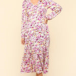 Haptics Full Size Floral V-Neck Long Sleeve Dress with Side Pockets
