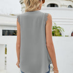 Eyelash Trim Spliced Lace Sleeveless Top
