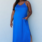 Ninexis Good Energy Full Size Cami Side Slit Maxi Dress in Royal Blue
