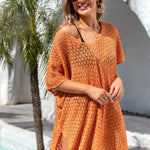 Openwork Slit Scoop Neck Cover Up
