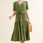 And The Why Soft Short Sleeve Tiered Midi Dress
