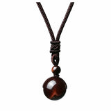 Fashion 16mm Natural Obsidian Pendant Amethyst Necklace For Men And Women
