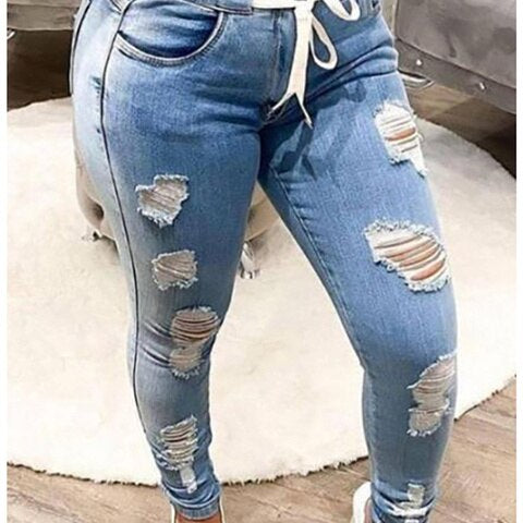 Mid Rise Distressed Trouser
