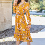 Double Take Full Size Floral Tie Back Flounce Sleeve Dress
