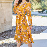 Double Take Full Size Floral Tie Back Flounce Sleeve Dress
