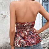 Backless Printed Halter Neck Tank
