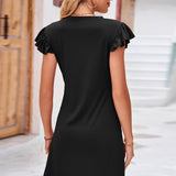 Ruffled Round Neck Cap Sleeve Dress
