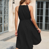 Tied Round Neck Sleeveless Dress
