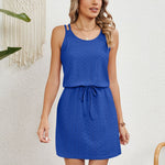 Eyelet Scoop Neck Sleeveless Dress
