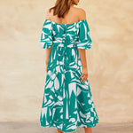 Printed Off-Shoulder Balloon Sleeve Dress
