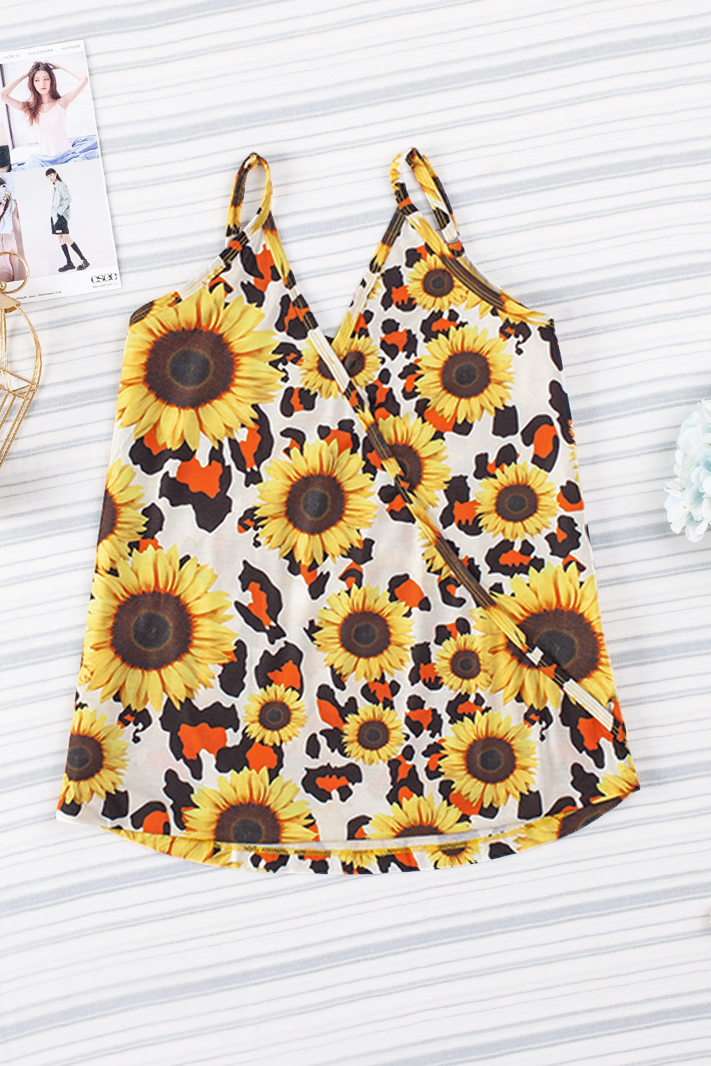 Printed Surplice Spaghetti Strap Cami
